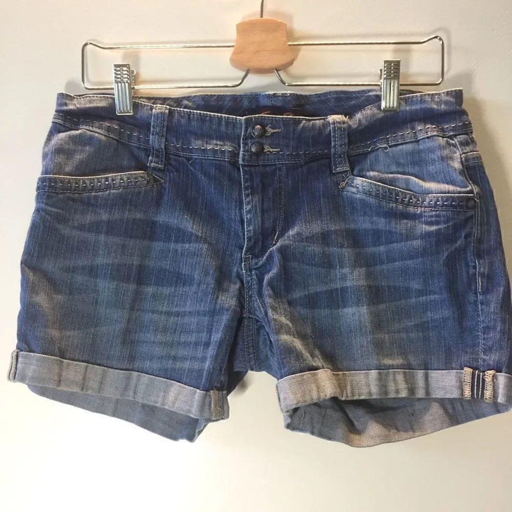 Seven Jeans cuffed blue jean shorts 8 retro